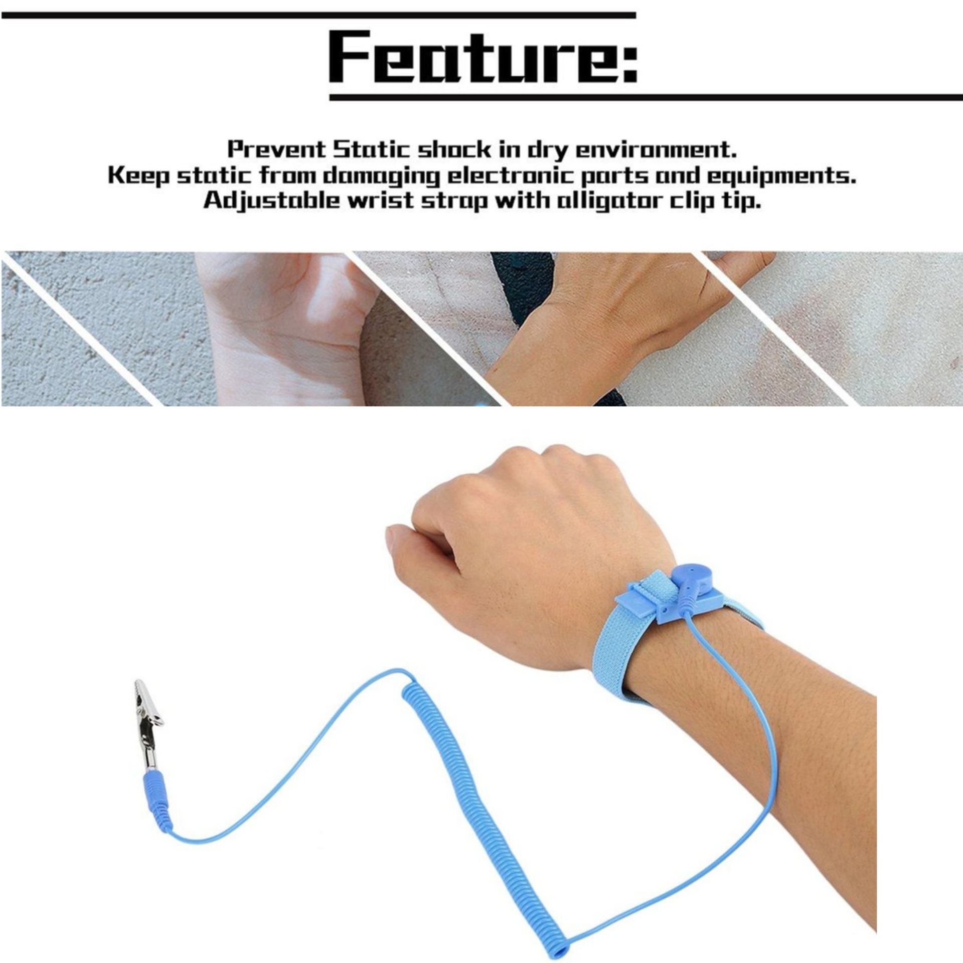 Hot Anti Static ESD Adjustable Wrist Strap electronic Discharge Band Ground NZ6 