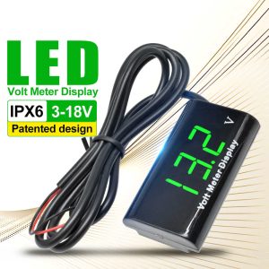 DC 8-18V 12V 0.56 Inch Volt meter Digital LED Two Wire IPX6 Waterproof Green Voltage Tester For Car Motocycle Electromobile