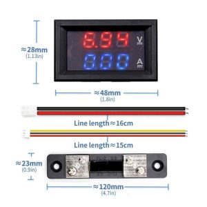 Mini Digital Voltmeter Ammeter DC 100V 50A Panel Amp Volt Voltage Current Meter Tester 0.56" Blue Red Dual LED Display