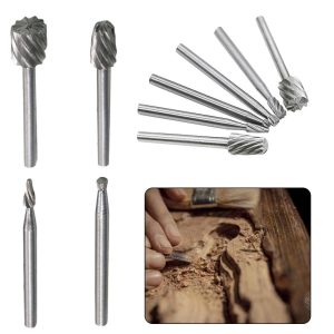 6PCS Mini Rotary Drill Tool Alloy Kit Cutting Craft Carving Electric Grinder Milling Burrs Cutter Set Woodworking Carving Kit