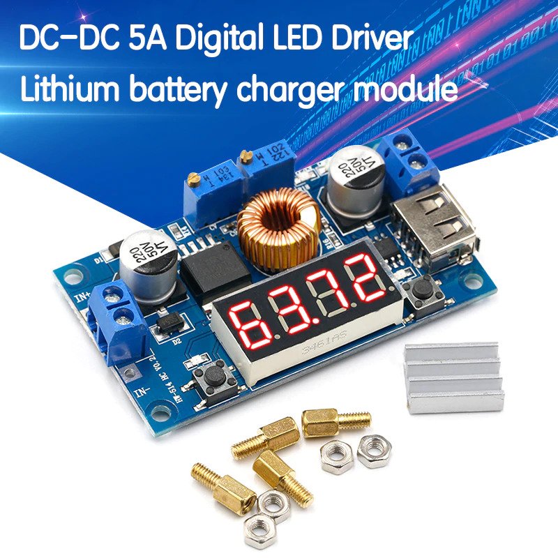 5A DC-DC LED Switch Regulator Charger Power Step Down Module LED Voltmeter Case