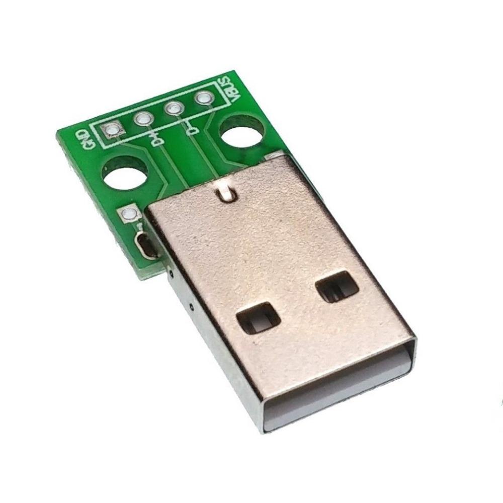 2 Piece Male USB to Adapter Converter 4-Pin for 2,54 MM PCB Board DIP 