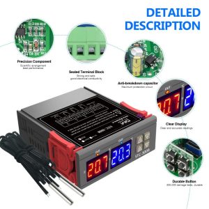 STC 3008 Dual Digital Temperature Controller Two Relay Output 12V 24V 220V Thermoregulator Thermostat Heater Cooler dual probe