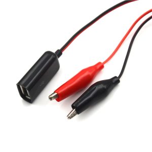Crocodile Clamp Wire To Female USB Connector Test Leads Copper Alligator Clips