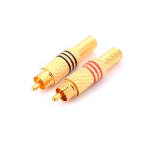 2Pcs/Set Gold Plated RCA Plug AV to RCA Male Connector Soldering Type  Male Plug Audio Video Cable Adapter Connectors