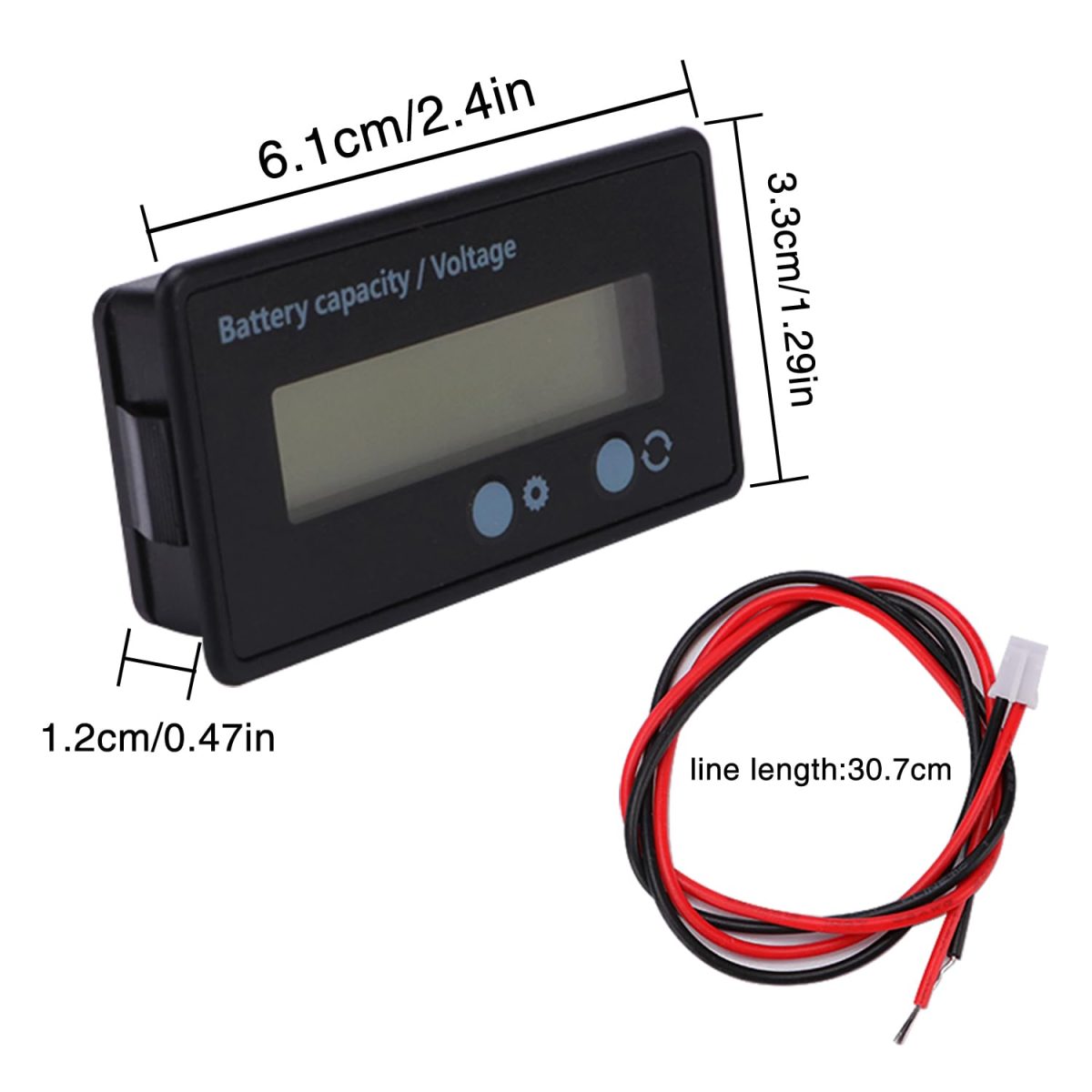 Battery Capacity Voltmeter Voltage Monitor Lead Lithium Battery Voltage Tester LCD Display DC 12V 24V 36V 48V 60V 72V (Green Light)