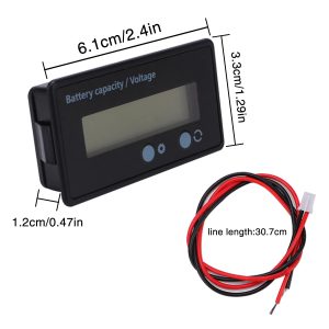 Battery Capacity Voltmeter Voltage Monitor Lead Lithium Battery Voltage Tester LCD Display DC 12V 24V 36V 48V 60V 72V (Green Light)