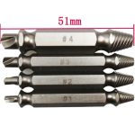 Double Side Drill Out Damaged Screw Extractor Out Remover Handymen Broken Bolt Stud Removal Tool Kit 4pc #1 #2 #3 #4 With Case