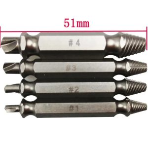 Double Side Drill Out Damaged Screw Extractor Out Remover Handymen Broken Bolt Stud Removal Tool Kit 4pc #1 #2 #3 #4 With Case
