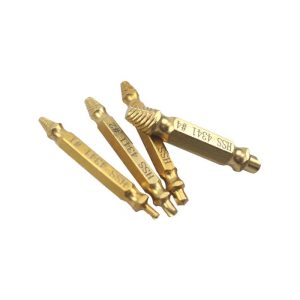 Double Side Drill Out Damaged Screw Extractor Out Remover Handymen Broken Bolt Stud Removal Tool Kit 4pc #1 #2 #3 #4 With Case