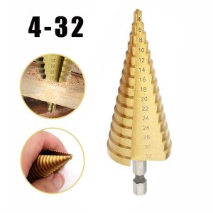 4-32mm HSS Titanium Coated Metal Hex Core Drill Bits High Speed Steel Step Drill Bit Set Cone Hole Wood Cutter Taper