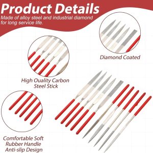 10Pcs Diamond Needle File Set 3x140mm Mini Needle File Kit for Stone Glass Metal Carving Craft Hand Tools Needle File Set