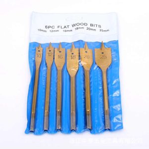 6 PCS Set Titanium Coating Carbon Steel Paddle Flat Bit Spade Drill Bit Set for Hole Cutter Woodworking