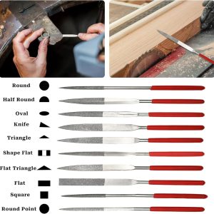 10Pcs Diamond Needle File Set 3x140mm Mini Needle File Kit for Stone Glass Metal Carving Craft Hand Tools Needle File Set