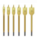 6 PCS Set Titanium Coating Carbon Steel Paddle Flat Bit Spade Drill Bit Set for Hole Cutter Woodworking