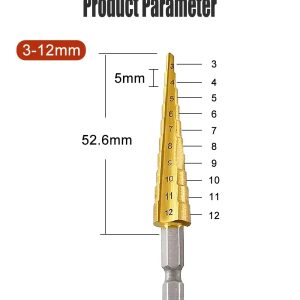 3-12mm HSS Titanium Coated Metal Hex Core Drill Bits High Speed Steel Step Drill Bit Set Cone Hole Wood Cutter Taper
