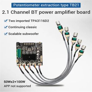 ZK-TB21F TPA3116D2 BT 5.0 Subwoofer Amplifier Board 50WX2+100W 2.1 Channel Power Audio Stereo Amplifier for subwoofer