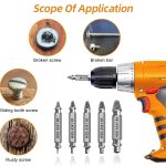 5pc Extractor Double Head Screw Slide Tooth Removal Tool Screwdriver Atch Head Electric Tool Accessory Set (Titanium Plating & Natural Color)