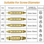 5pc Extractor Double Head Screw Slide Tooth Removal Tool Screwdriver Atch Head Electric Tool Accessory Set (Titanium Plating & Natural Color)