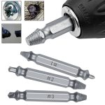 6pc Extractor Double Head Screw Slide Tooth Removal Tool Screwdriver Atch Head Electric Tool Accessory Set (Titanium Plating & Natural Color)
