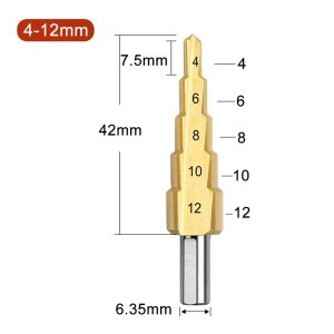 4-12mm HSS Titanium Coated Metal Hex Core Drill Bits High Speed Steel Step Drill Bit Set Cone Hole Wood Cutter Taper