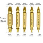 5pc Extractor Double Head Screw Slide Tooth Removal Tool Screwdriver Atch Head Electric Tool Accessory Set (Titanium Plating & Natural Color)