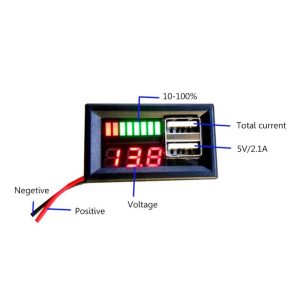 12V Digital Voltmeter Voltage Battery Panel Meter for Car Motorcycle USB 5V 2A Output