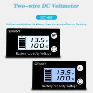 Battery Capacity Indicator DC 7V-68V Lead Acid Lithium LiFePO4 Car Motorcycle Voltmeter Voltage Gauge 12V 24V 48V