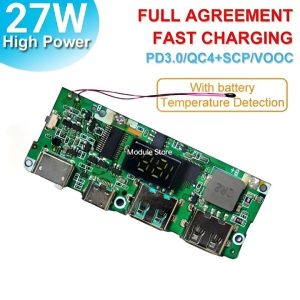 27W Quick Charge PD3.1 USB 3.1 Digital Power Bank Circuit 3in1