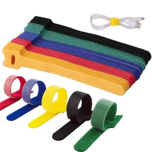 Cable Organizer Cable Winder Ties (10 Pc ) Reusable Loop Hoop Tape Straps Mouse Earphone Data Cord Management Fixer For Home Office Velcro binding tape